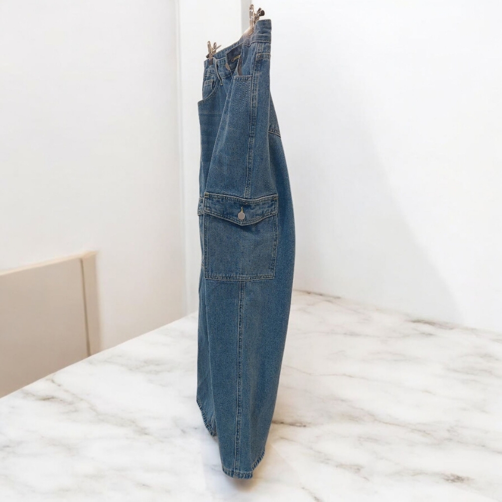 Blue Straight Leg Jeans with Distressed Details - Picture 3 of 5